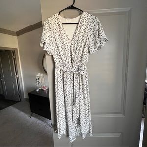 Sienna sky white midi dress blue flowers